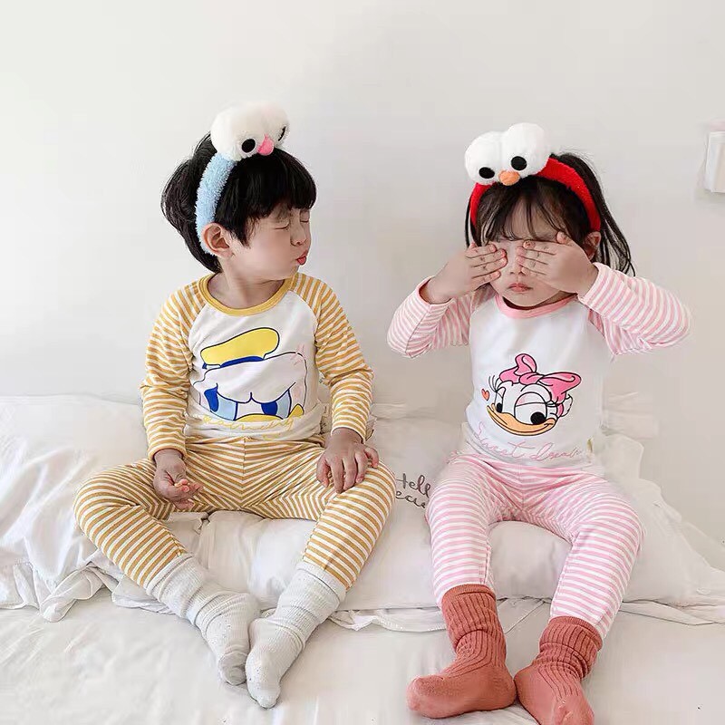 |FAMARAL2 giảm 10k cho đơn 50k|Bộ hoạt hình kẻ ngang cotton 4 chiều cho bé 8-18kg QATE533, quần áo trẻ em
