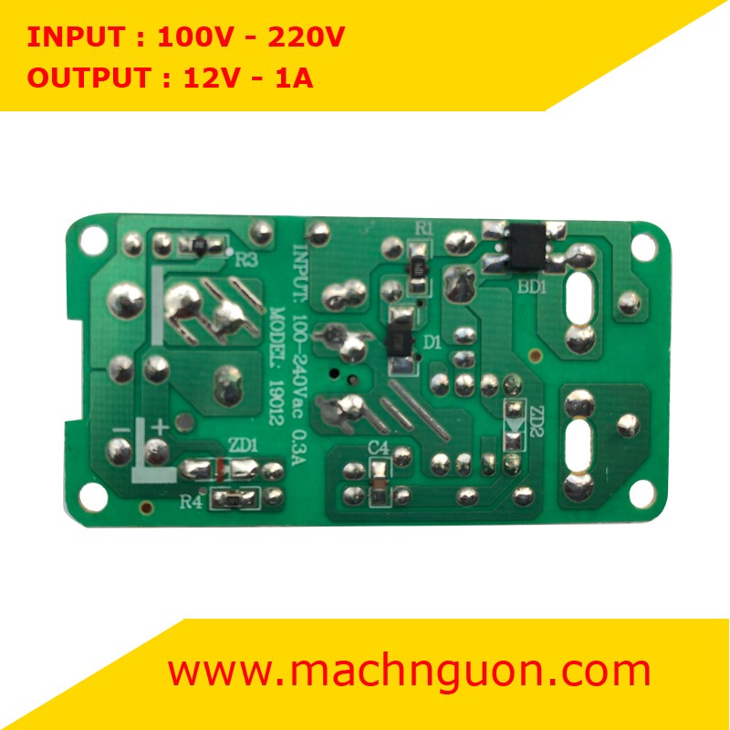 Mạch nguồn 12V - Mạch sạc Bình 12V cho loa kéo nguồn ra 12VDC - 1A
