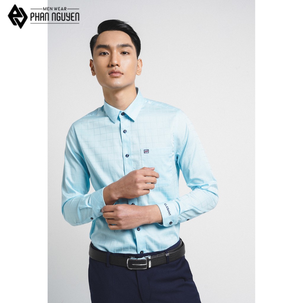 Áo sơ mi cotton dài tay nam Elegan Phan Nguyễn thoáng mát, hạn chế nhăn nhàu, thiết kế trẻ trung, hiện đại SMD.707