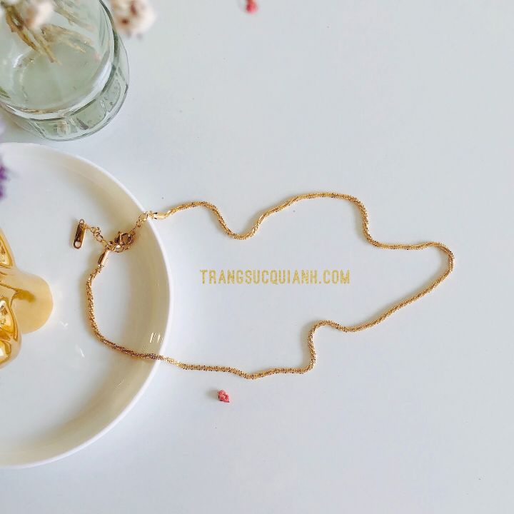 Dây Chuyền Titan Dây Xoắn Không Mặt Màu Vàng