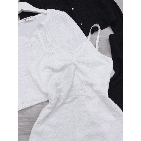 Set xốp váy xoắn mix cardigan rời