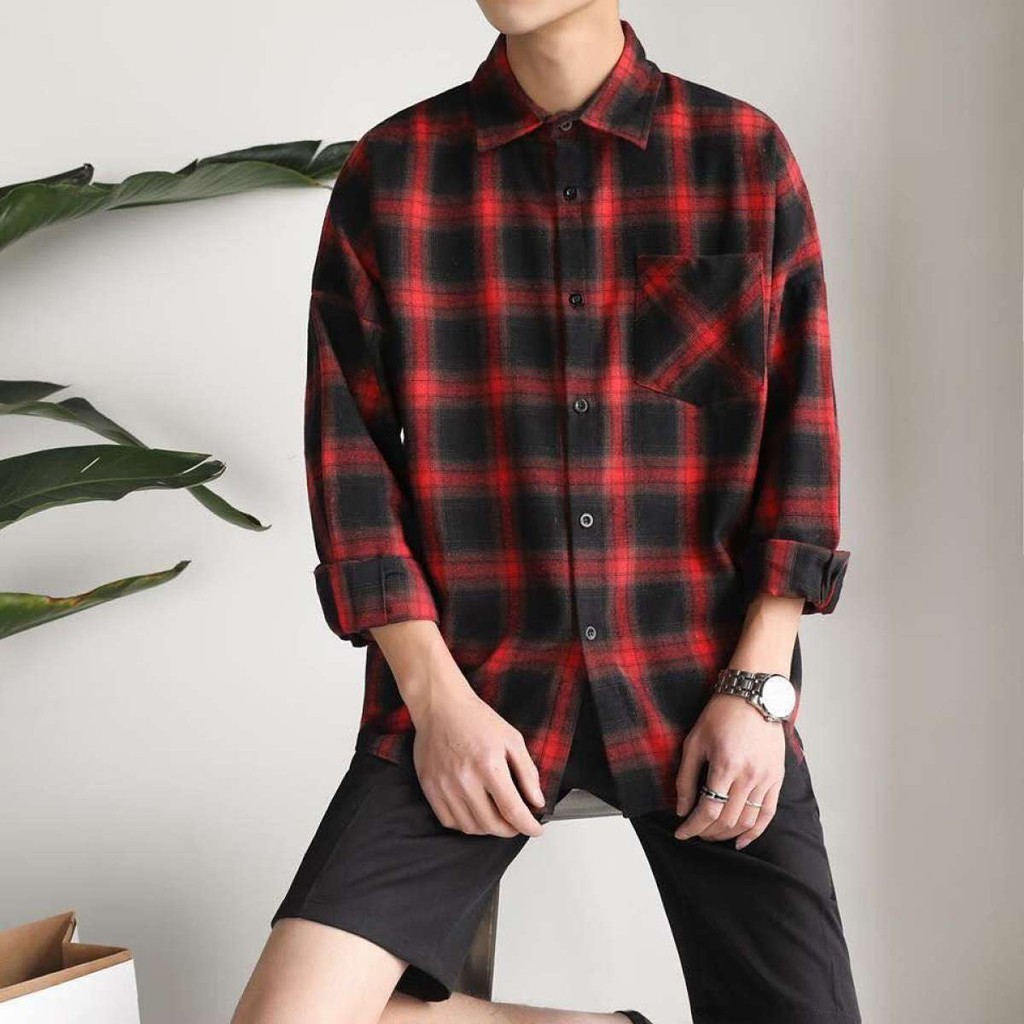 _Giá Sốc_ÁO KHOÁC SƠ MI CARO THÁI UNISEX AT071_THỜI TRANG _Siri Shop