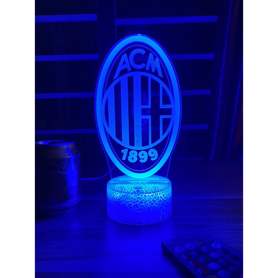 Đèn ngủ 3D CLB bóng đá Ac Milan đế pha lê kèm điều khiển từ xa - Đèn Led 16 màu