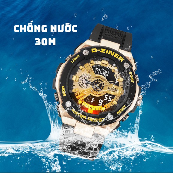 Đồng Hồ Nam Điện Tử Chính Hãng D-ZINER DZ8237 Chống Nước 30M Dây Cao Su - LINDO