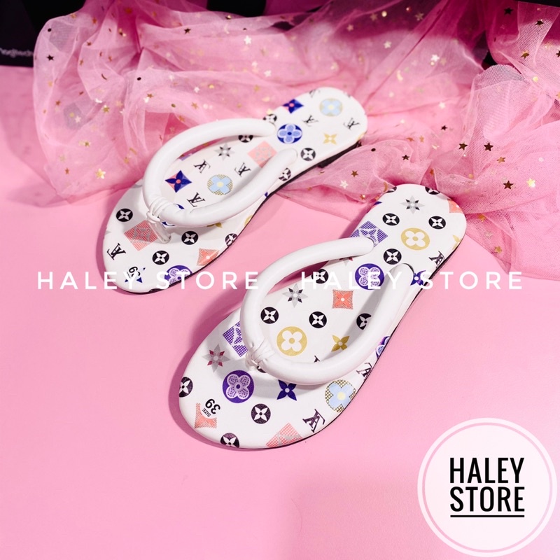 Dép kẹp HALEY STORE ống to mũi tròn hoạ tiết xinh xắn bò sữa hotrend phong cách teen tiểu thư đi chơi đi dạo đi biển