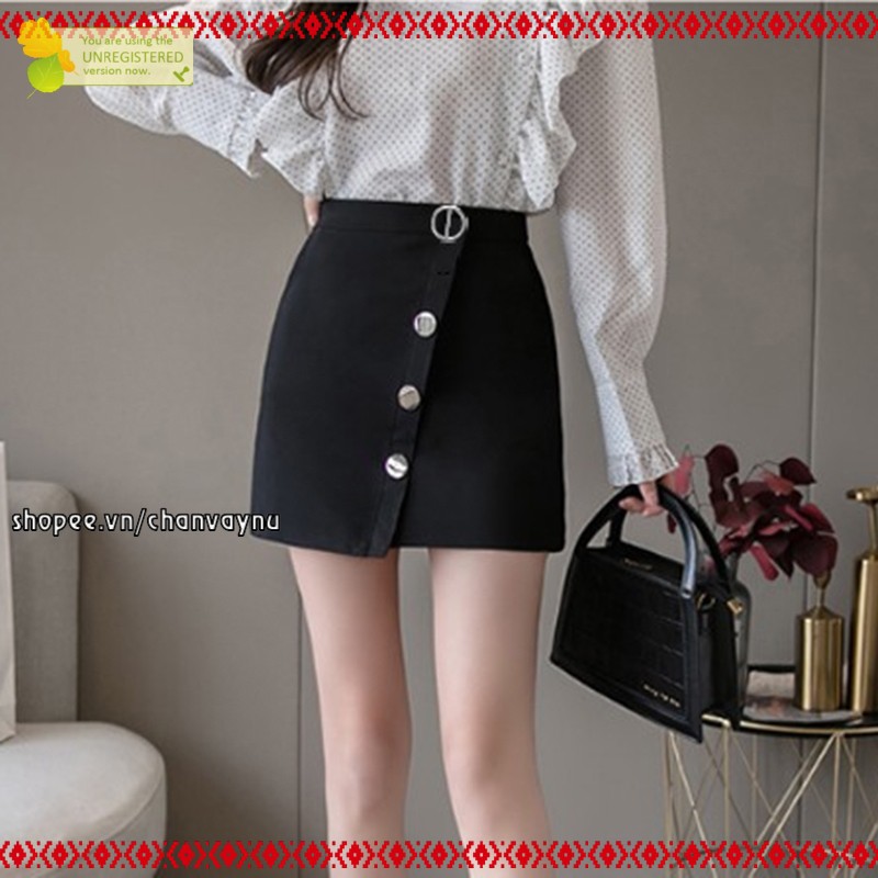 Quần giả váy nữ CVRD 1 khoen tròn + 3 nút sắt to mẫu a5 màu đen size S,M MT925 mới lạ chuẩn store siêu đẹp freeship 50k
