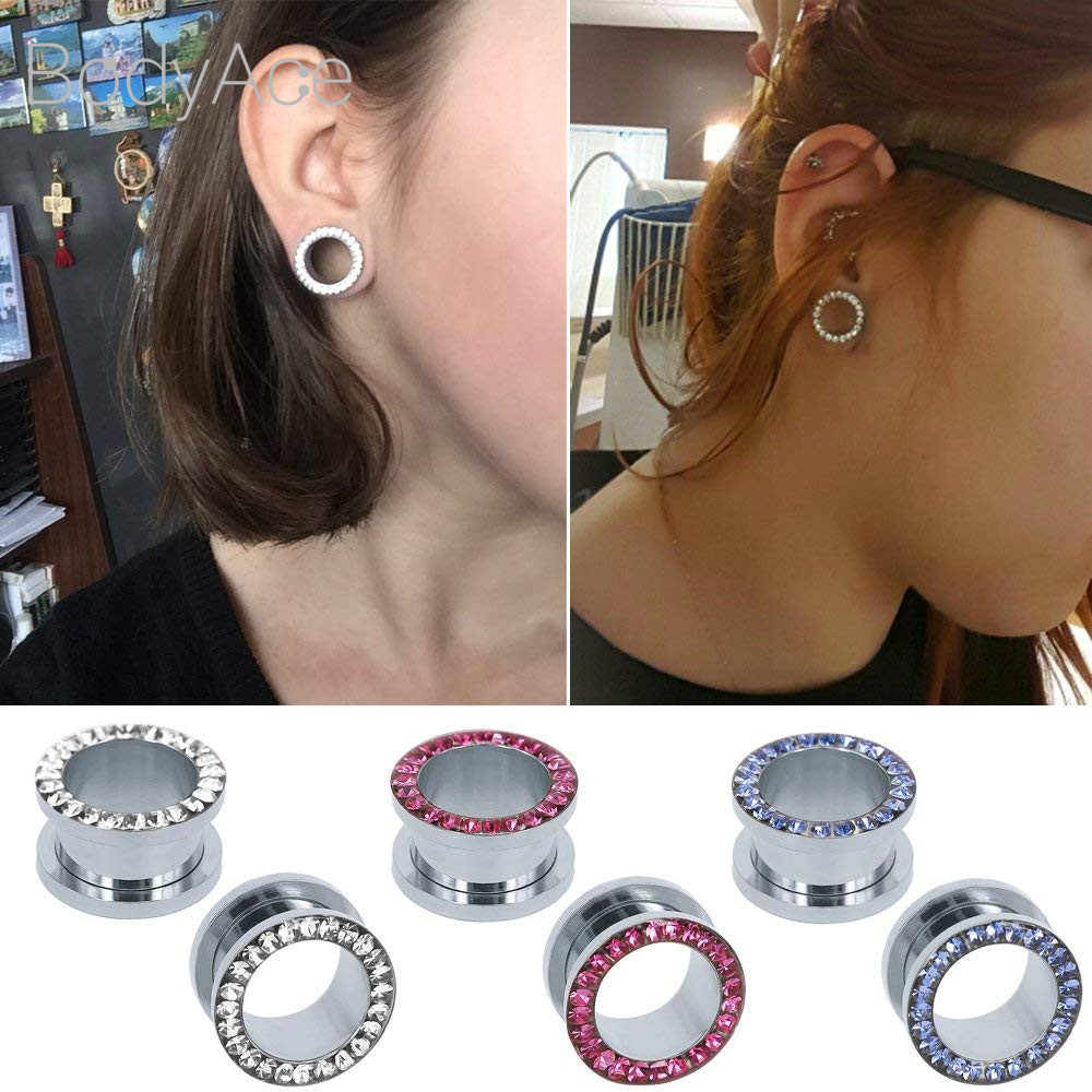 Khuyên Tai Dạng Ống Mạ Bạc Đính Đá Zircon 5-18mm