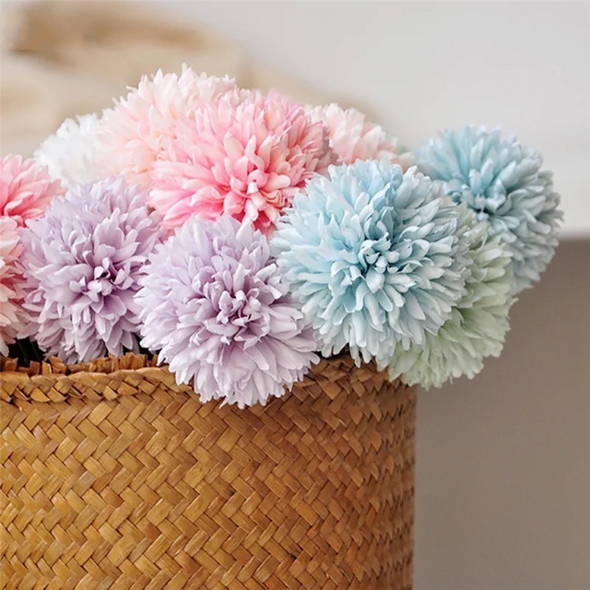 1 Head Artificial Pink Dandelion Flower Ball, Home Fake Flower Wall, Wedding Decoration, Celebration Flower,