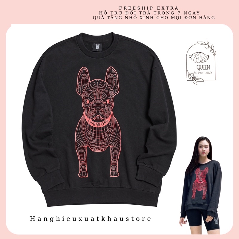 Áo nỉ Lifework sweater Nam, Nữ tay dài cổ tròn thun da cá hàng loại 1