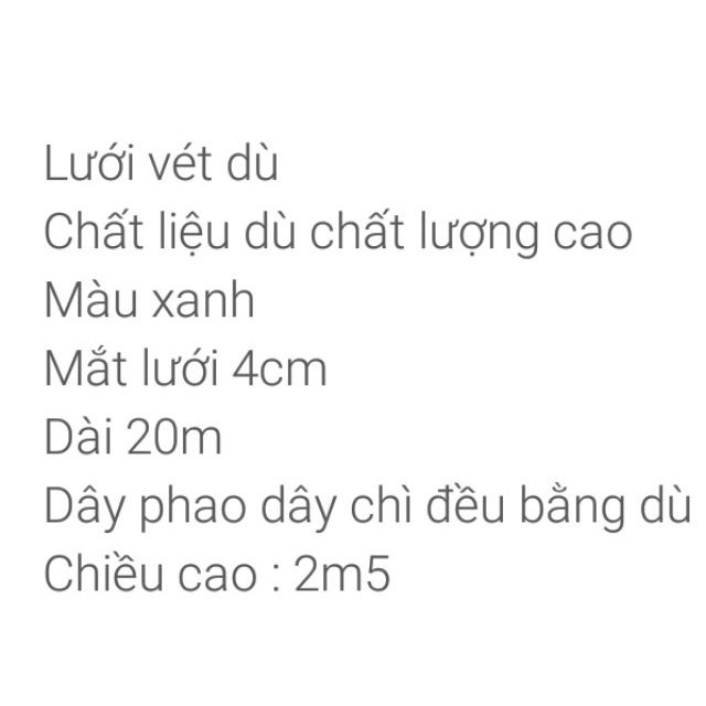 ( giá rẻ tri ấn ) Lưới vét dù dài 20m cao 2m5 ( 3 ngày đổi trả )