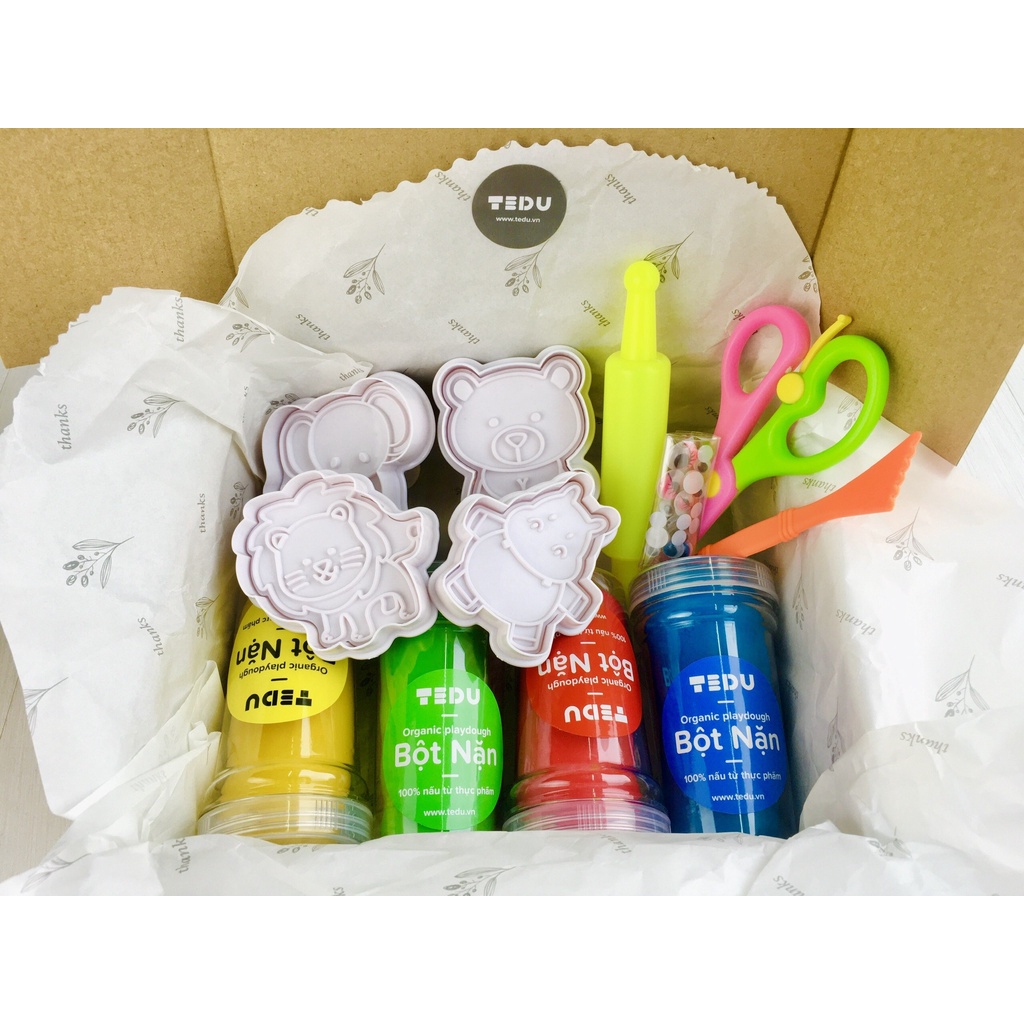 Combo bột nặn đất nặn an toàn TEDU quà tặng 179 - Chủ đề muôn thú