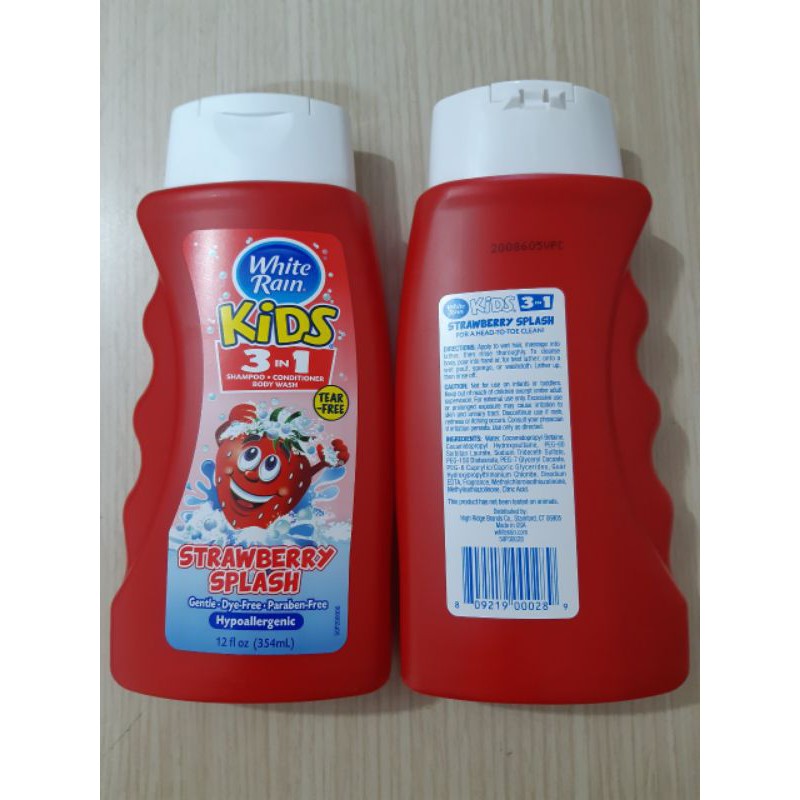 Sữa tắm white rain kids 3in1Straw Berry 354ml