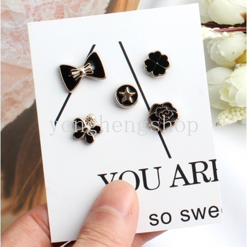 Set 5 Ghim Cài Áo Đính Ngọc Trai Giả Thời Trang Nữ