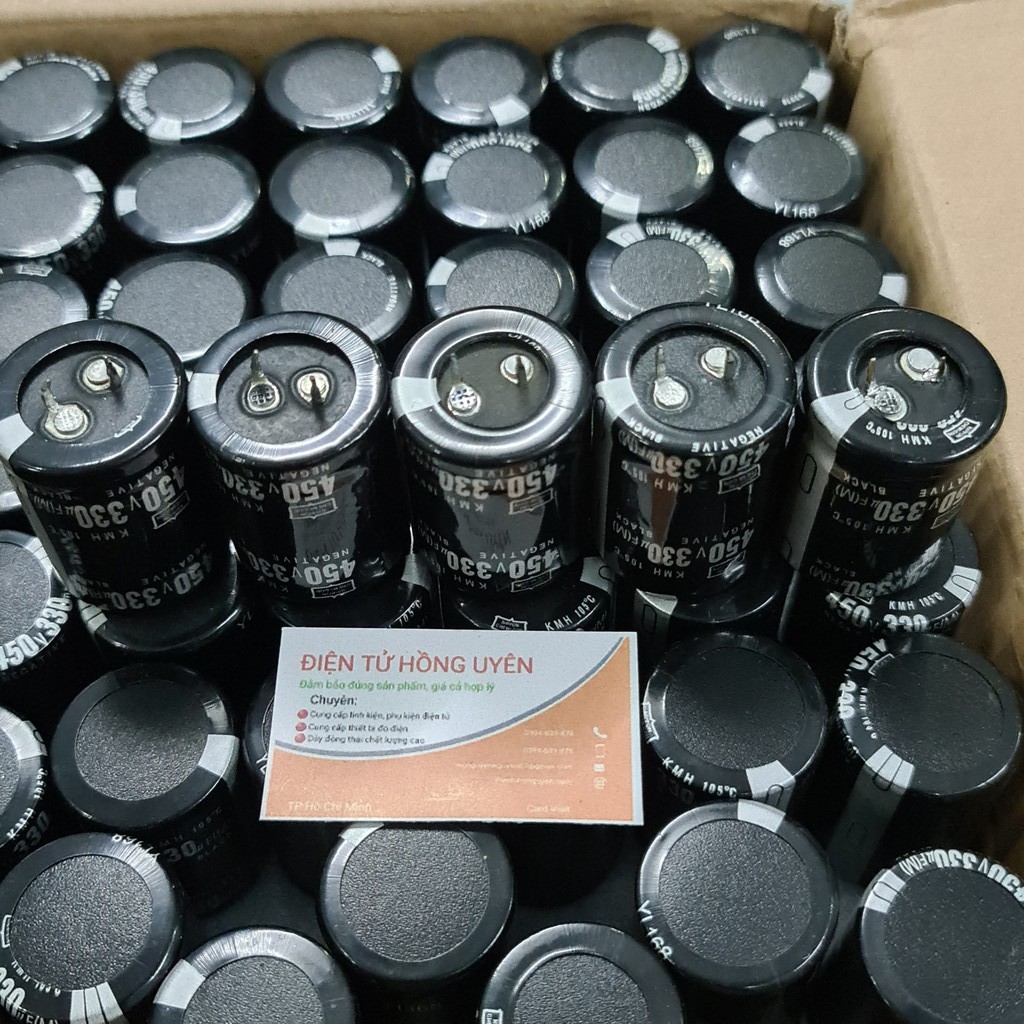 Combo 5 con tụ 330UF 450V, Tụ nhôm phân cực áp cao chuyên dùng cho máy giun, máy điện tử. Kích thước 40x30mm