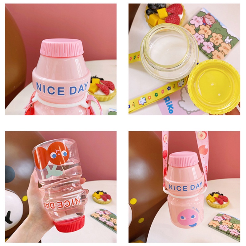 Bình Nước Nhựa Hình Chai Yakult 480Ml Nhỏ Gọn Nhiều Màu Sắc Thời Trang Dành Cho Nam Và Nữ