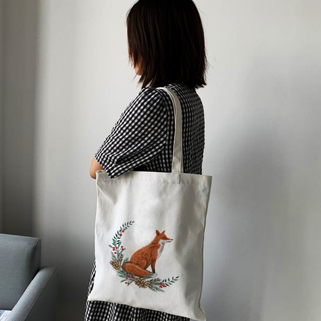 Túi Tote Canvas Hình CÁO NGHỆ THUẬT - Túi Vải Đeo Vai Du Lịch Thời Trang mã TA010