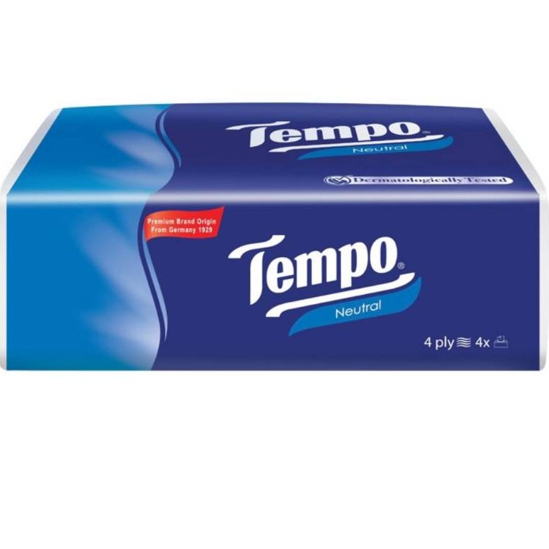Khăn giấy rút Tempo không mùi cao cấp 4 lớp gói 90 tờ.