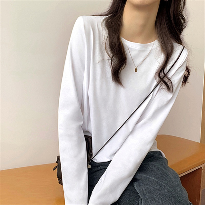 Áo thun IELGY tay dài cổ tròn mặc chui đầu màu trơn màu sắc tùy chọn size lớn thời trang mùa thu dành cho nữ