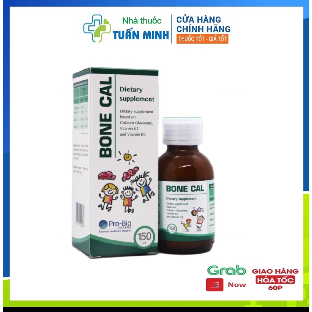 Bone Cal - Bổ Sung Canxi, giúp xương, răng chắc khỏe, phát triển chiều cao cho bé Hộp 100ml