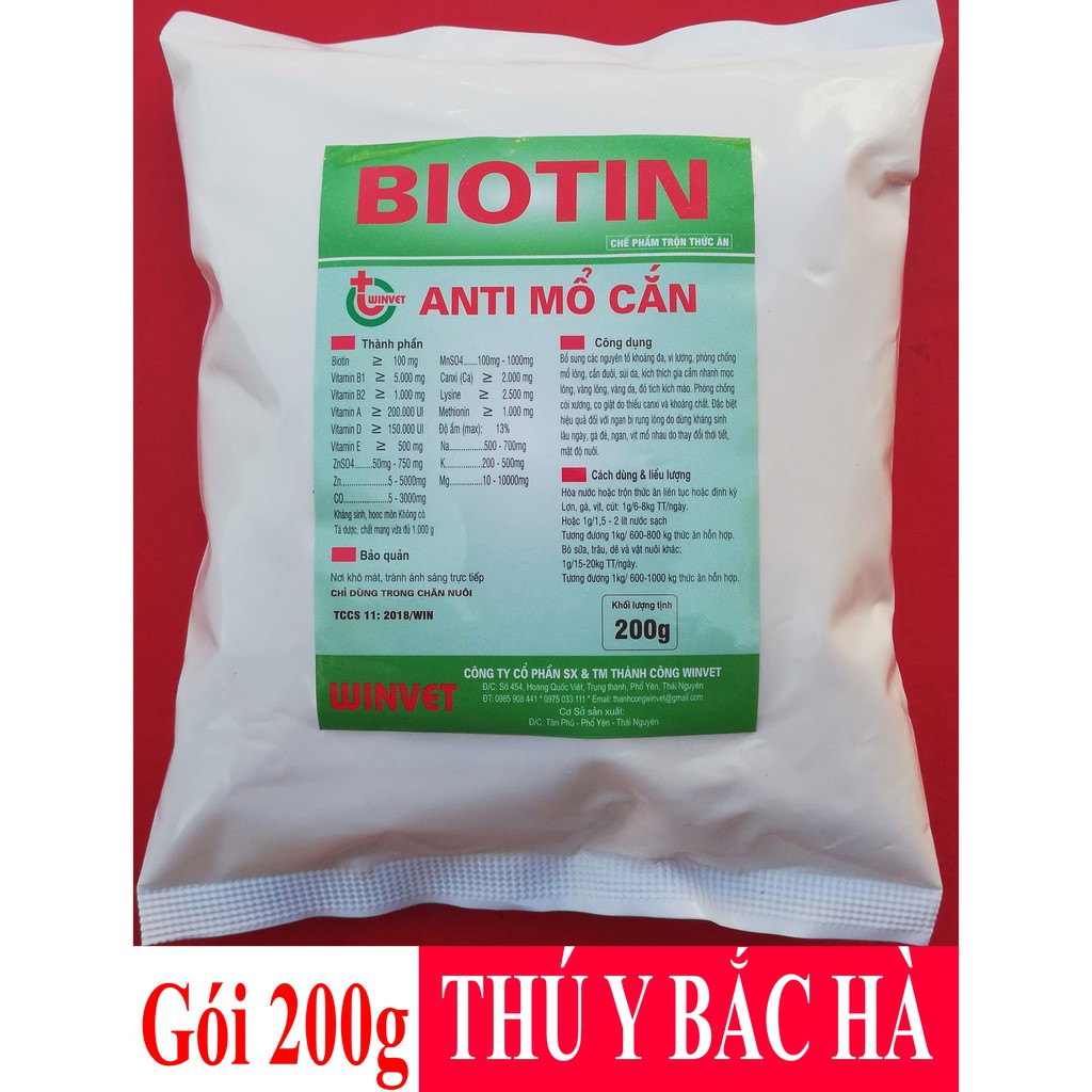 1 gói 200g BIOTIN ANTI Mổ cắn phòng chống mổ lông, cắn đuôi, sùi da, kích thích gia cầm nhanh mọc lông, đỏ tích kích mào