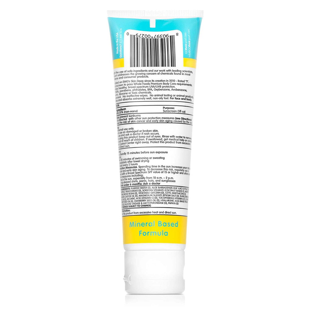 Kem chống nắng Thinksport KIDS Safe Mineral Sunscreen Broad Spectrum SPF50+ 3oz - 89ml