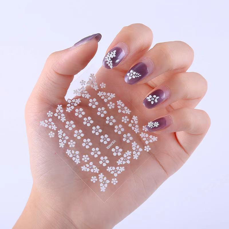 Miếng dán trang trí móng tay hình bông hoa 3D xinh xắn thời trang
