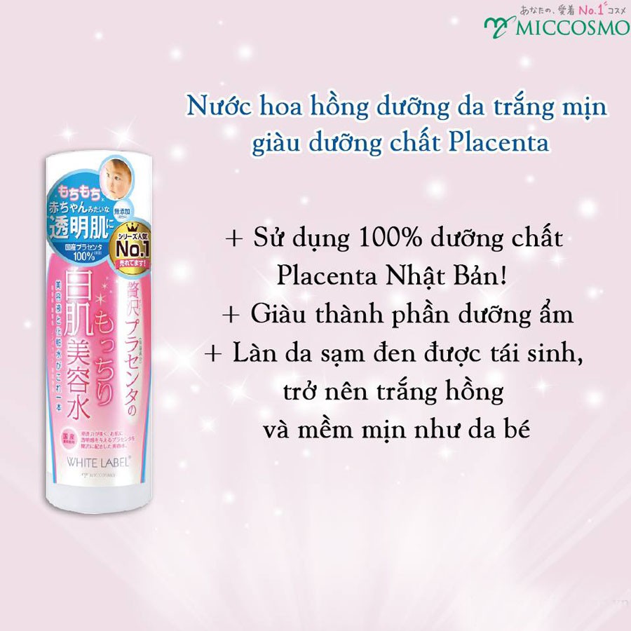 Nước hoa hồng dưỡng trắng da White Label Premium Placenta Essence 180ml