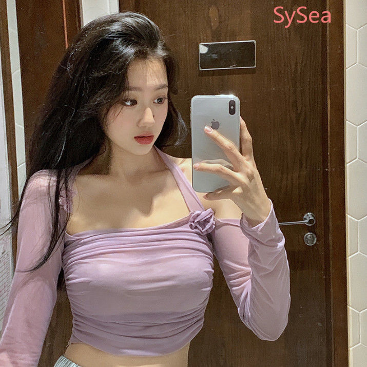 Áo kiểu tay dài phối lưới thời trang mùa hè quyến rũ dành cho nữ