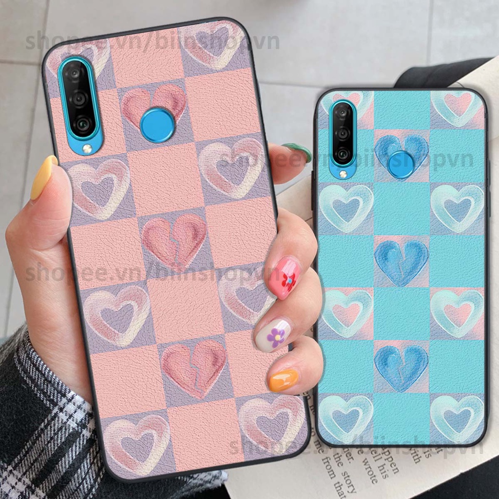 Ốp Huawei Nova 4e / P30 Lite caro trái tim nhiều màu sắc, đầy cá tính, khẳng định phong cách