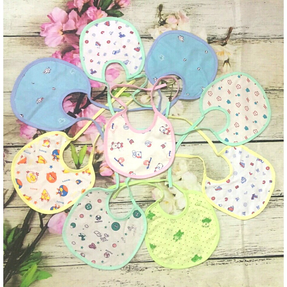 Yếm cotton 2 lớp buộc dây cao cấp cho bé