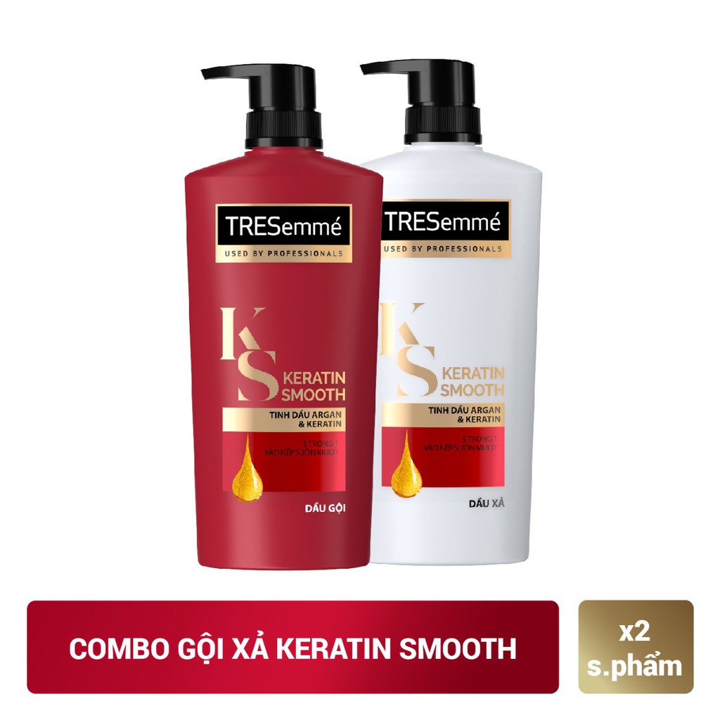 Combo Dầu gội đầu 640g + Dầu xả 620g TRESemmé Keratin Smooth hàng việt nam