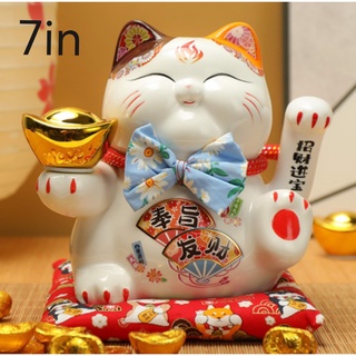 Mèo thần tài sứ , mèo may mắn maneki neko vẫy tay cao 19cm