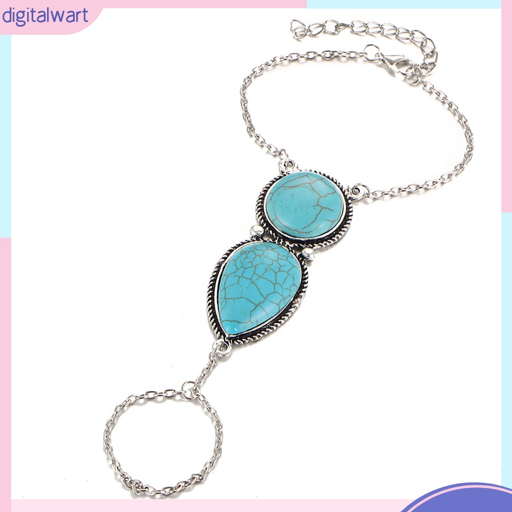 Lắc tay nối nhẫn đính hạt đá cẩm thạch thời trang