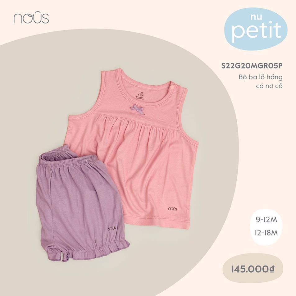 Bộ Quần Áo Ba Lỗ Cao Cấp Nous Cho Bé Trai Bé Gái Màu Trắng Hồng Cúc Nhí-Chất Liệu Nu Air (Size từ 6M-3Y)