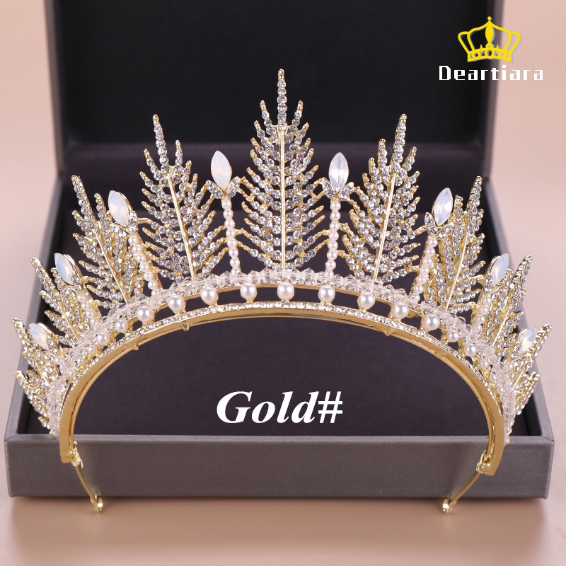 Vương miện trang trí đính đá và ngọc trai xinh xắn cho cô dâu