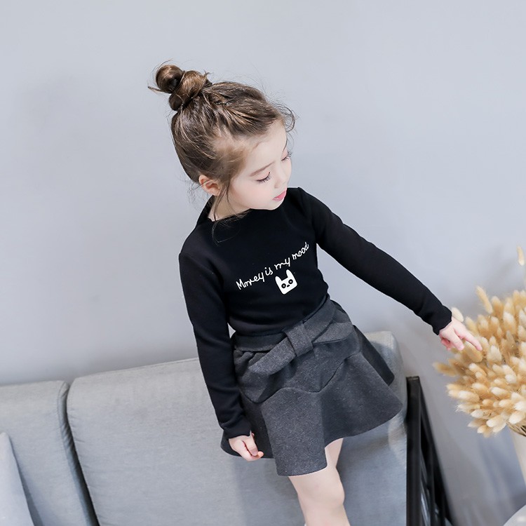 (7-18kg) Áo dài tay cổ cao cho bé gái chất cotton len TB78 QATE132