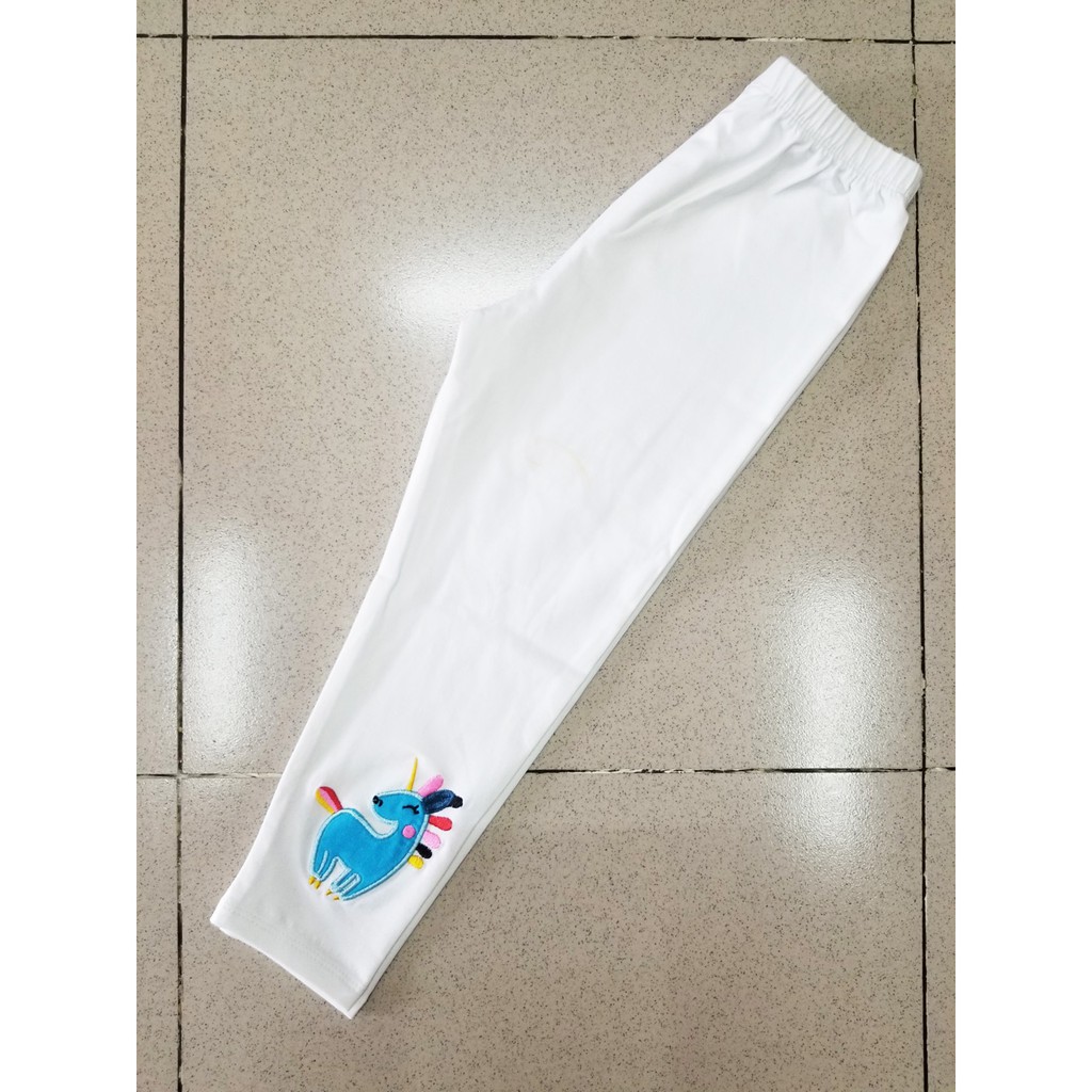 Quan legging dài bé gái thêu hưu dễ thương