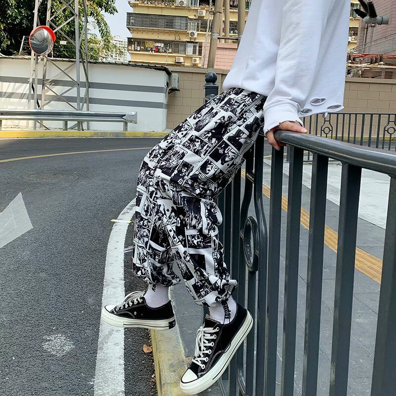 [ MỚI HÓT ] Quần jogger nam nữ ống rộng vải cartoon dáng dài họa tiết thể thao