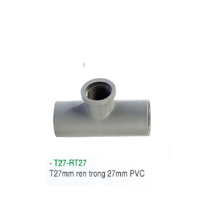 Bộ 10 chữ T 21 ren trong 21 nhựa PVC bền, chịu nắng mưa (xám)