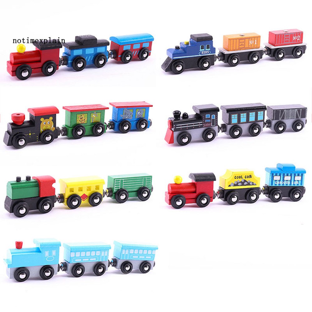 Set 3 mô hình đoàn tàu lửa gỗ mini từ tính giáo dục cho bé