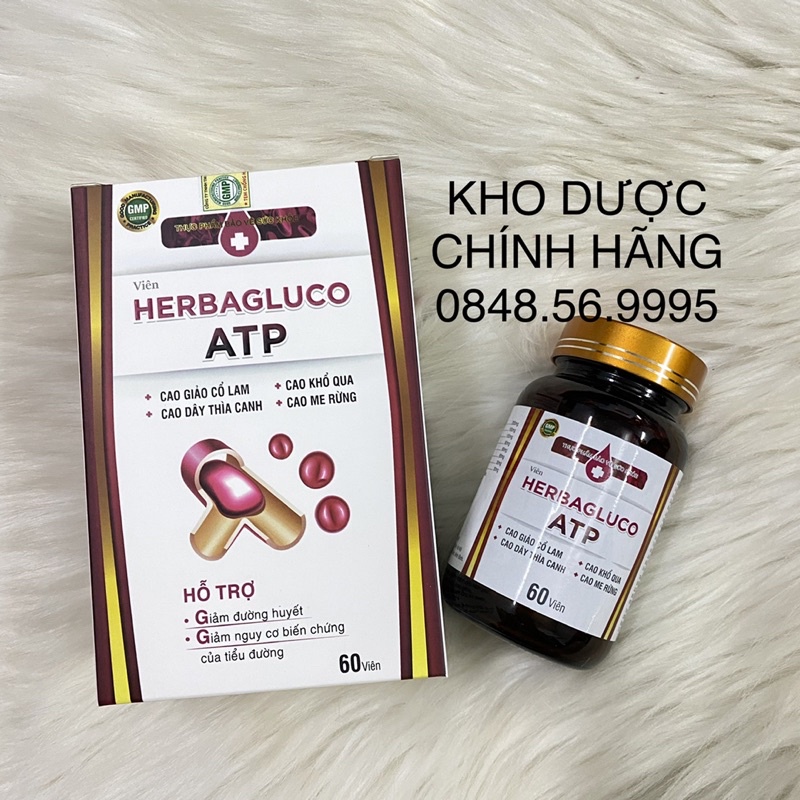 Viên GIẢM ĐƯỜNG HUYẾT Herbagluco ATP hộp 60 viên - hỗ trợ giảm đường huyết, giảm nguy cơ biến Chứng của tiểu đường