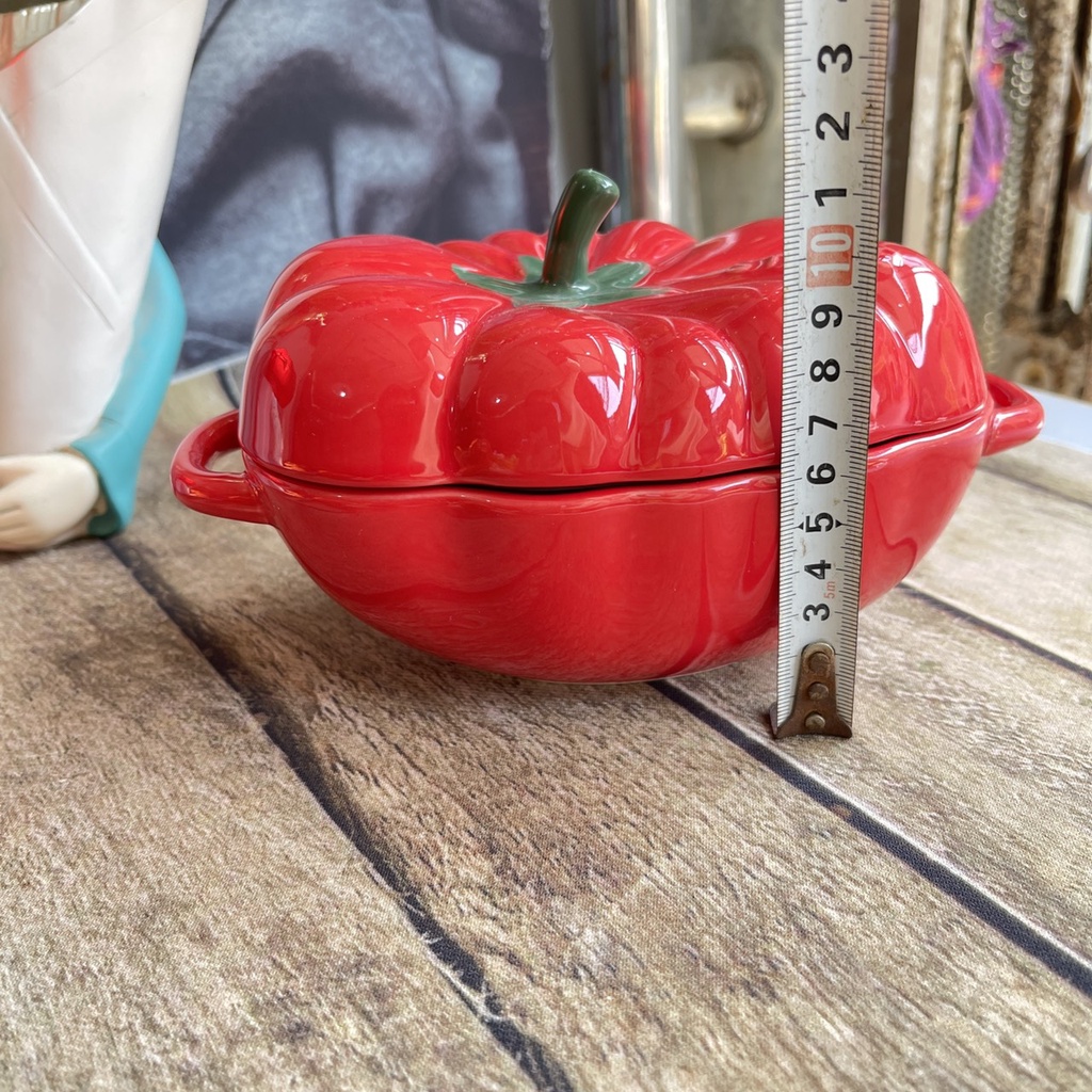 Bát sứ, bát sứ có nắp hình cà chua, bí ngô xinh xắn, có tai cầm, dùng được với lò vi sóng, dung tích 500ml