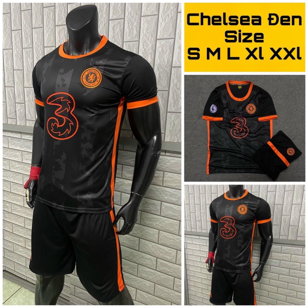 Bộ Quần Áo Bóng Đá Đội Tuyển Chelsea Đen Áo Đá Banh Thun Lạnh 🏆