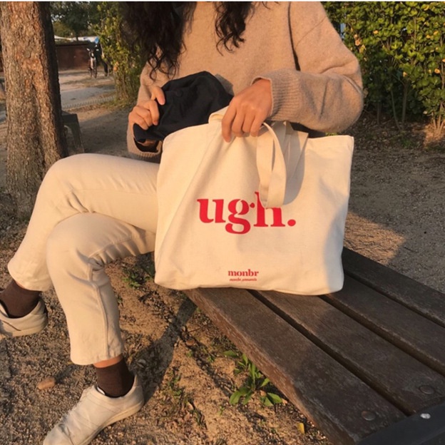 Túi tote vải đeo vai phong cách Hàn Quốc UGH canvas bag giá rẻ đẹp đi học