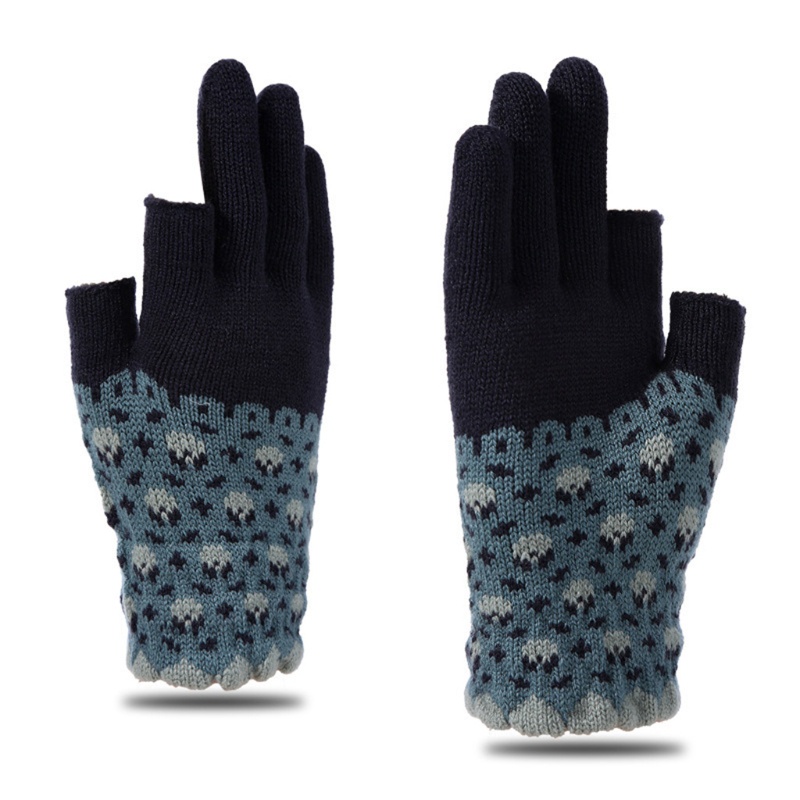 Găng Tay Dệt Kim Hở Ngón Dày Dặn Giữ Ấm Mùa Đông Cho Bé