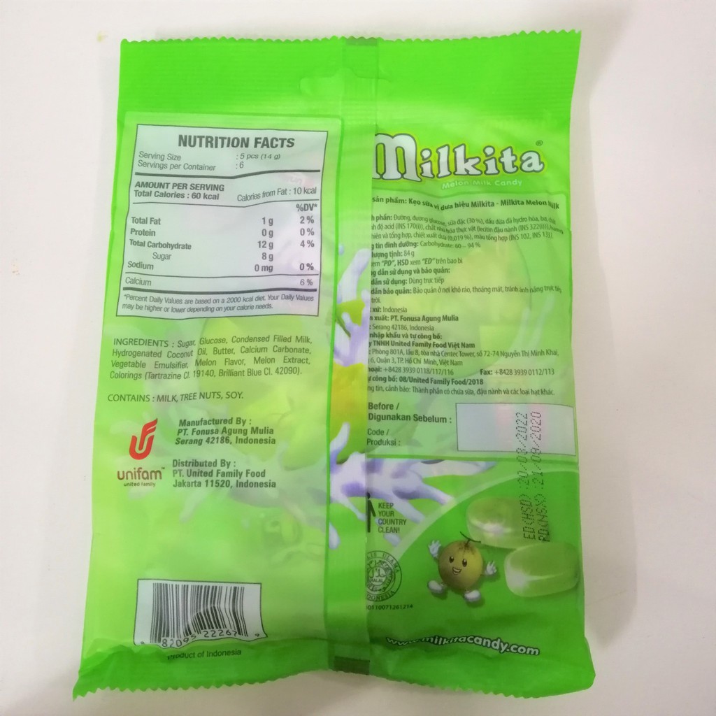 Kẹo Sữa Milkita Vị Dưa Milkita Melon Milk Candy (Gói 84g)