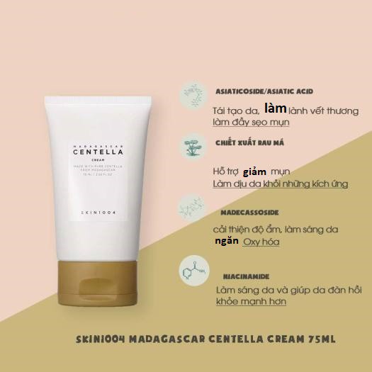 Kem Dưỡng Rau Má Hỗ Trợ Giảm Và Ngăn Ngừa Mụn, Phục Hồi Da Skin1004 Madagascar Centella Asiatica 100 Cream 75ml