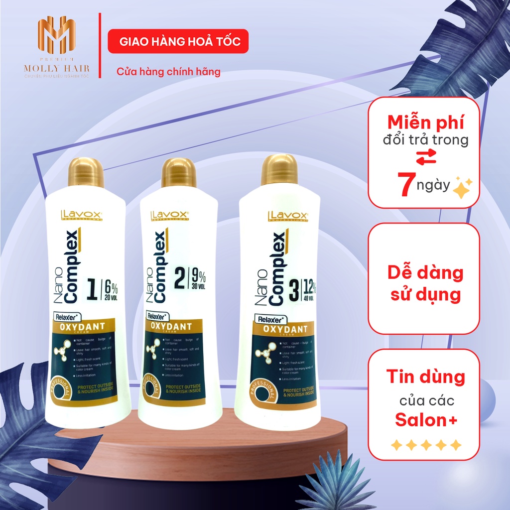 Oxy trợ nhuộm siêu dưỡng Mollyhair Nanocomplex, sử dụng cho mọi loại tóc không gây rát da đầu 6% 9% 12%