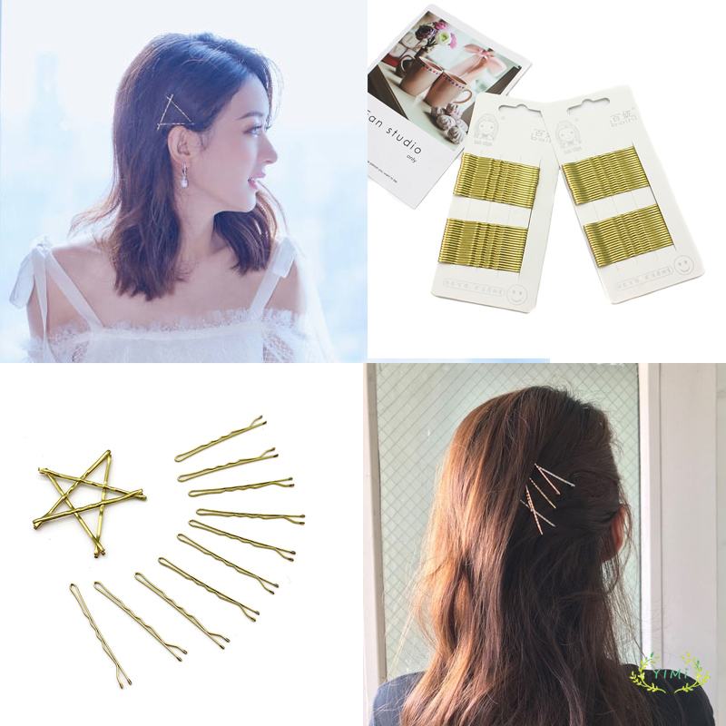1 Kẹp Tóc Kim Loại Mạ Vàng Hình Học Đính Ngọc Trai Nhân Tạo Phong Cách Retro