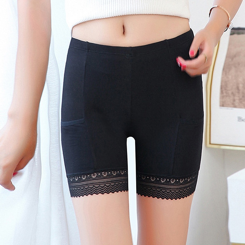 Quần short bảo hộ mặc bên trong váy mềm mại có túi phối ren thời trang cho nữ | BigBuy360 - bigbuy360.vn